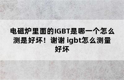 电磁炉里面的IGBT是哪一个怎么测是好坏！谢谢 igbt怎么测量好坏